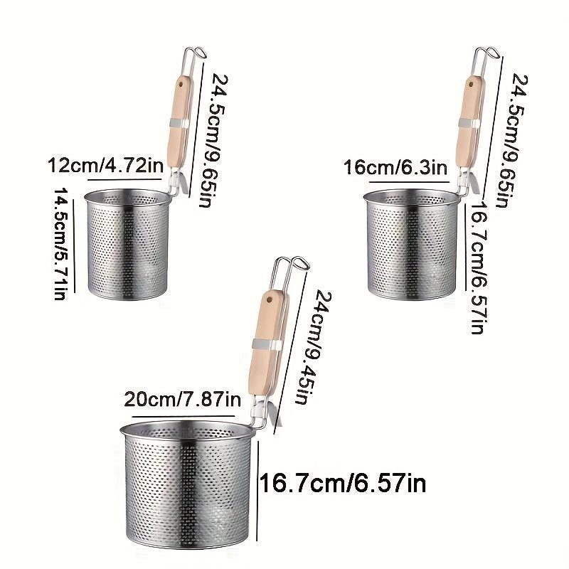 Stainless Steel Pasta Basket with Handle for Spaghetti and Noodles