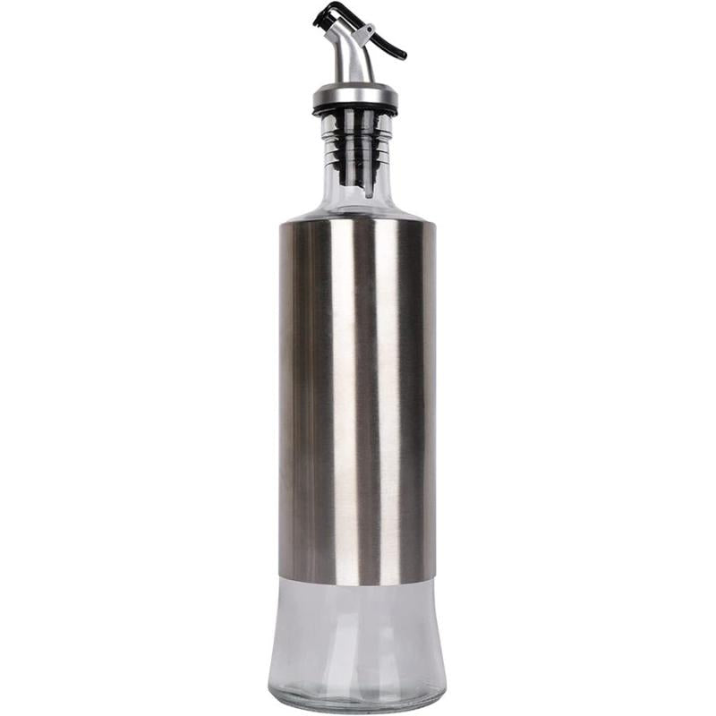 Glass Seasoning Bottle with Stainless Steel Sheath, 3-Piece Set