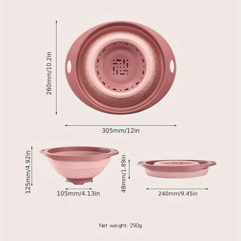 1pc Collapsible Silicone Colander Fruit Vegetable Strainer