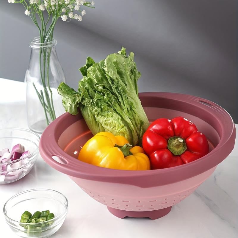 1pc Collapsible Silicone Colander Fruit Vegetable Strainer