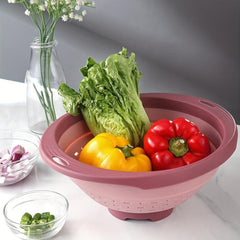 1pc Collapsible Silicone Colander Fruit Vegetable Strainer