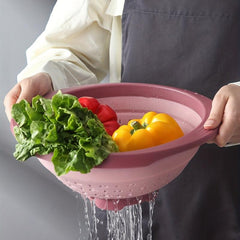 1pc Collapsible Silicone Colander Fruit Vegetable Strainer