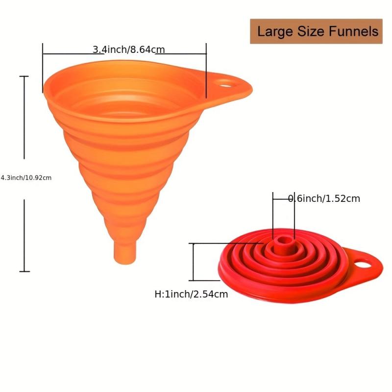 4pcs Set Foldable Silicone Kitchen Funnel Set for Easy Pouring and Measuring