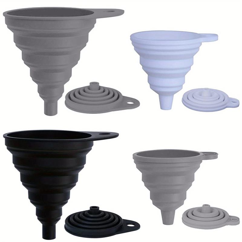 4pcs Set Foldable Silicone Kitchen Funnel Set for Easy Pouring and Measuring