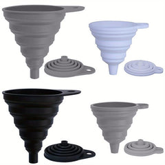 4pcs Set Foldable Silicone Kitchen Funnel Set for Easy Pouring and Measuring