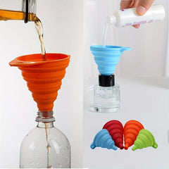 4pcs Set Foldable Silicone Kitchen Funnel Set for Easy Pouring and Measuring
