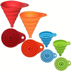 4pcs Set Foldable Silicone Kitchen Funnel Set for Easy Pouring and Measuring