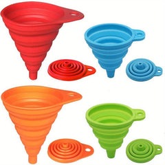 4pcs Set Foldable Silicone Kitchen Funnel Set for Easy Pouring and Measuring
