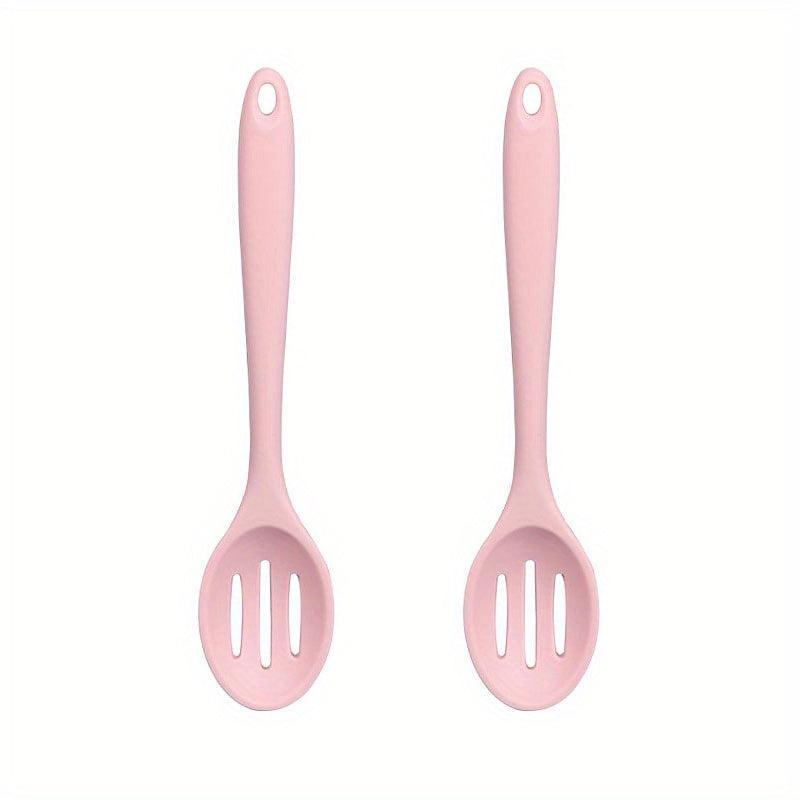 2pcs Silicone Colander Spoon Slotted Spoon for Mixing Food Serving Spoon