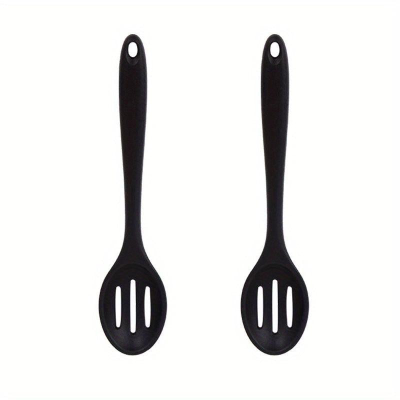 2pcs Silicone Colander Spoon Slotted Spoon for Mixing Food Serving Spoon
