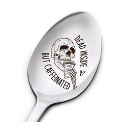 Halloween Stainless Steel Spoon Dead Inside But Caffeinated