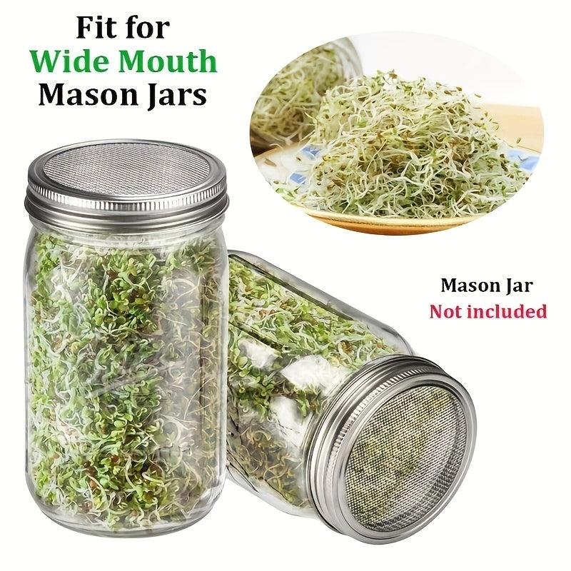 2pcs 16oz Mason Jar Sprouting Kit Stainless Steel Lids Cer