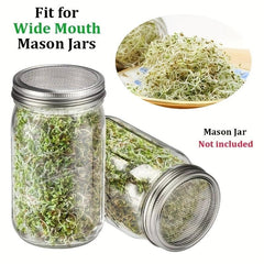 2pcs 16oz Mason Jar Sprouting Kit Stainless Steel Lids Cer