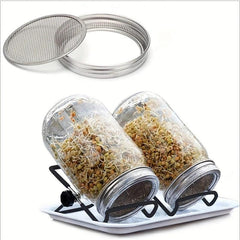 2pcs 16oz Mason Jar Sprouting Kit Stainless Steel Lids Cer