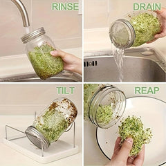 2pcs 16oz Mason Jar Sprouting Kit Stainless Steel Lids Cer