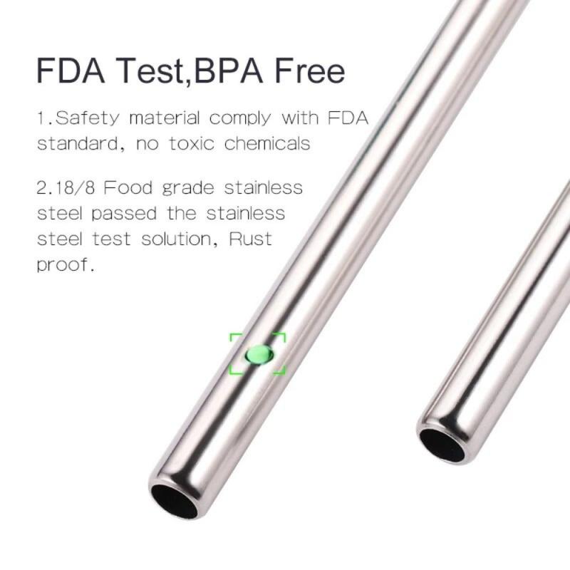 5PCS Stainless Steel Straw Set w/ Cleaner Brush Party Accessory