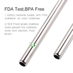 5PCS Stainless Steel Straw Set w/ Cleaner Brush Party Accessory