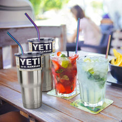 5PCS Stainless Steel Straw Set w/ Cleaner Brush Party Accessory