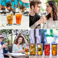 5PCS Stainless Steel Straw Set w/ Cleaner Brush Party Accessory