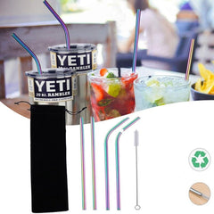 5PCS Stainless Steel Straw Set w/ Cleaner Brush Party Accessory