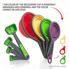 8pcs Collapsible Measuring Cups Set Metric Tag Liquid Dry Measurement Tools