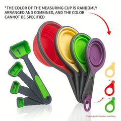 8pcs Collapsible Measuring Cups Set Metric Tag Liquid Dry Measurement Tools