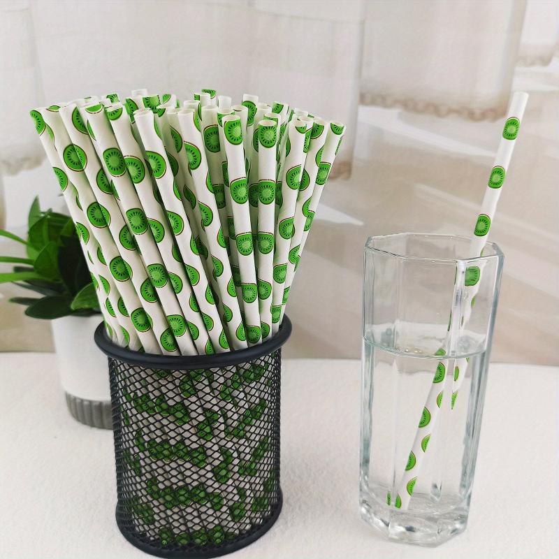 25pcs Fruit Pattern Disposable Straws Biodegradable Paper Drinking Straws