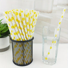 25pcs Fruit Pattern Disposable Straws Biodegradable Paper Drinking Straws