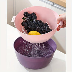 Reusable Double Layer Colander for Fruits and Vegetables