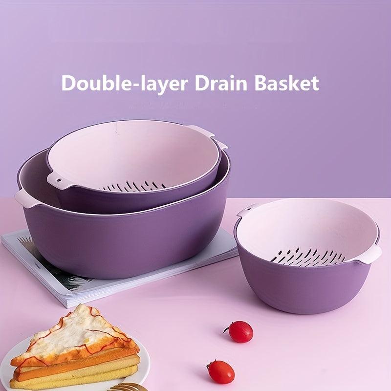 Reusable Double Layer Colander for Fruits and Vegetables