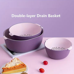 Reusable Double Layer Colander for Fruits and Vegetables
