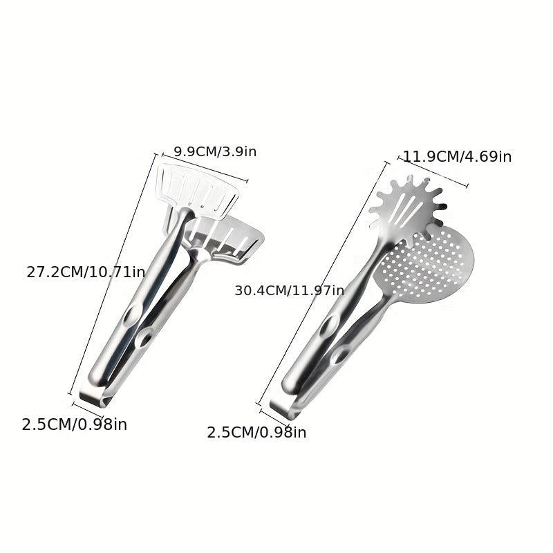 1pc Stainless Steel Food Tongs Fried Fish Spatula Filter Steak Clip