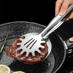 1pc Stainless Steel Food Tongs Fried Fish Spatula Filter Steak Clip