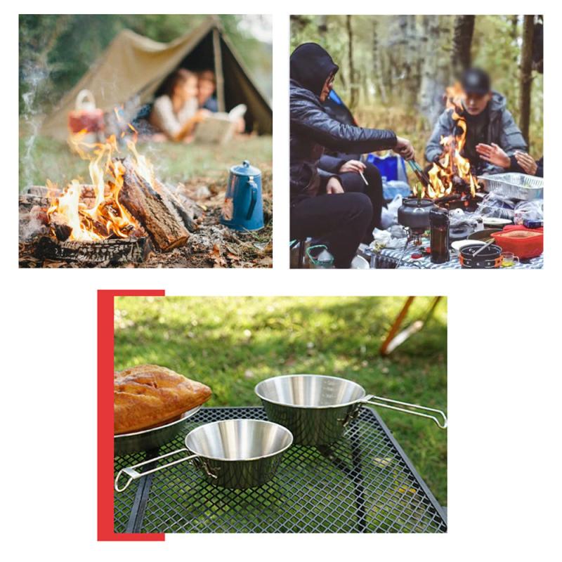 6pcs Stainless Steel Camping Cookware Set Portable and Durable Tableware