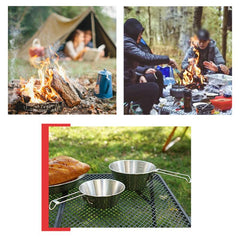 6pcs Stainless Steel Camping Cookware Set Portable and Durable Tableware