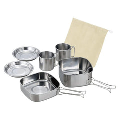 6pcs Stainless Steel Camping Cookware Set Portable and Durable Tableware