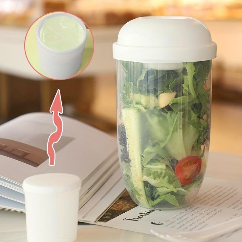 Portable Salad Cup with Fork & Dressing Holder for Picnics, Lunch, Breakfast