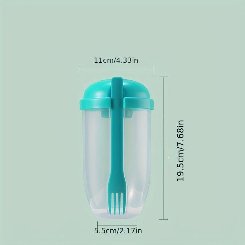 Portable Salad Cup with Fork & Dressing Holder for Picnics, Lunch, Breakfast