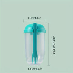 Portable Salad Cup with Fork & Dressing Holder for Picnics, Lunch, Breakfast