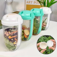 Portable Salad Cup with Fork & Dressing Holder for Picnics, Lunch, Breakfast