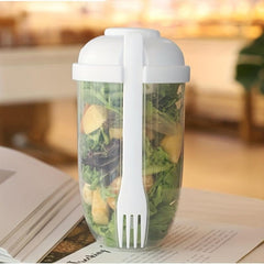 Portable Salad Cup with Fork & Dressing Holder for Picnics, Lunch, Breakfast