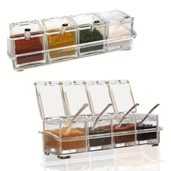 4pcs Seasoning Box Kitchen Spice Box Sugar Box With Lid