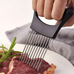 Stainless Steel Onion Slicer Holder Meat Tenderizer Kitchen Gadget