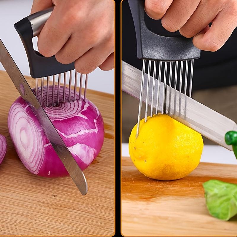 Stainless Steel Onion Slicer Holder Meat Tenderizer Kitchen Gadget