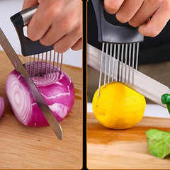 Stainless Steel Onion Slicer Holder Meat Tenderizer Kitchen Gadget