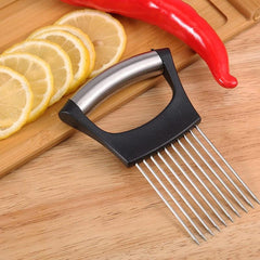 Stainless Steel Onion Slicer Holder Meat Tenderizer Kitchen Gadget