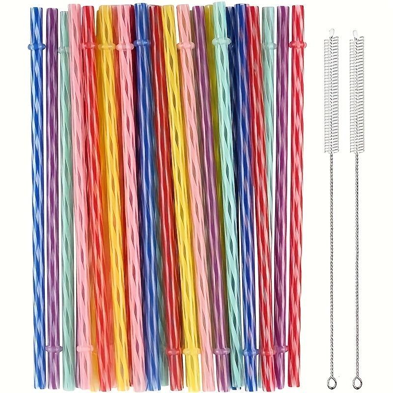 Reusable Plastic Straws with Cleaning Brushes for Mason Jars Tumblers