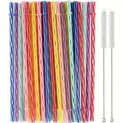 Reusable Plastic Straws with Cleaning Brushes for Mason Jars Tumblers