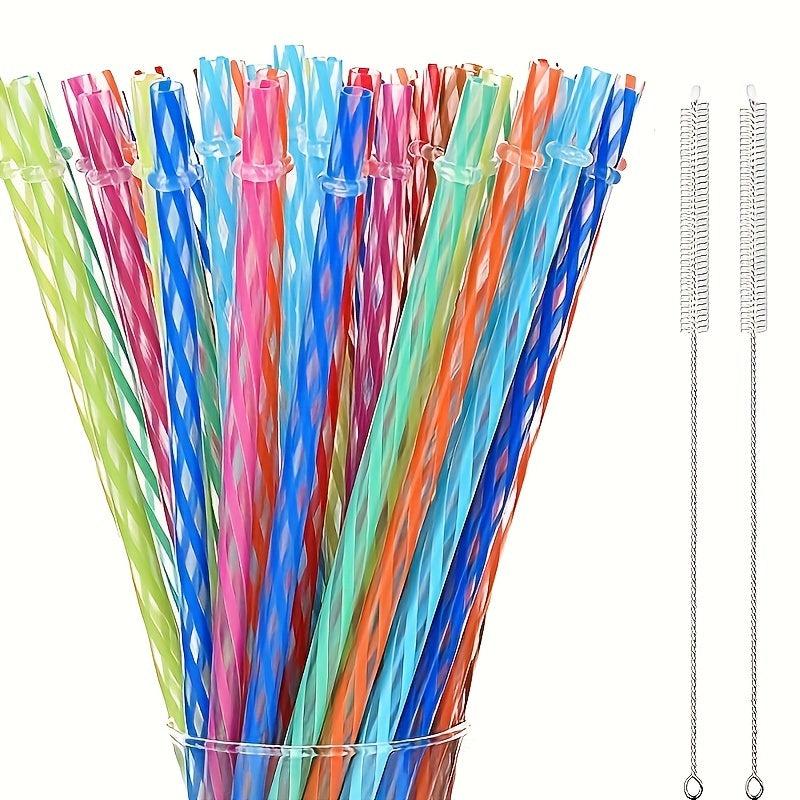Reusable Plastic Straws with Cleaning Brushes for Mason Jars Tumblers