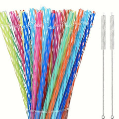 Reusable Plastic Straws with Cleaning Brushes for Mason Jars Tumblers